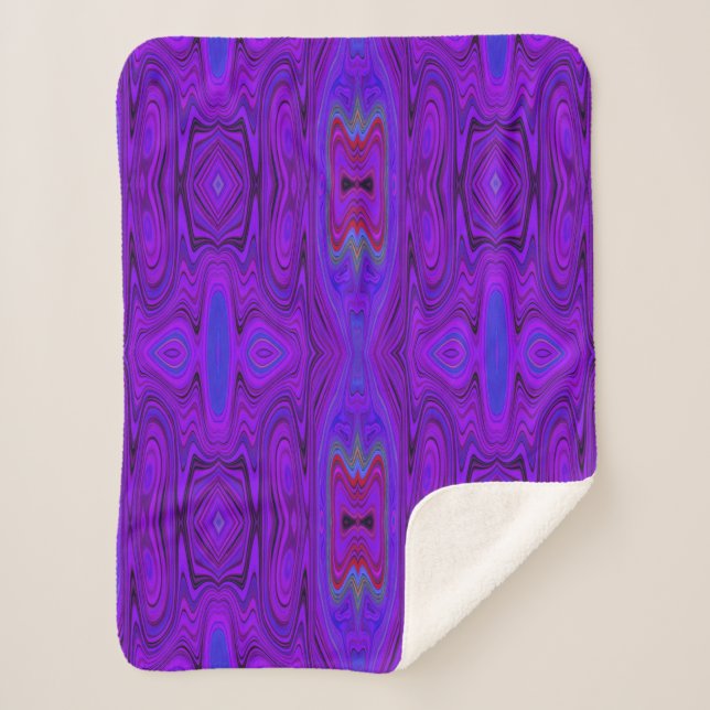 Retro Abstract Purple and Royal Blue Pattern Sherpa Blanket (Front)