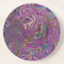 Retro Abstract Purple Sandstone Coaster