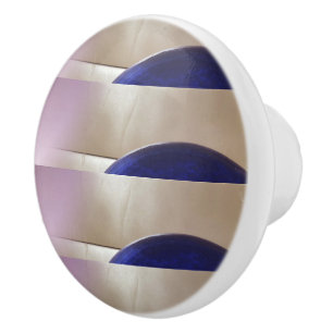 Retro Abstract Semi Circles on Soft Gold Ceramic Knob