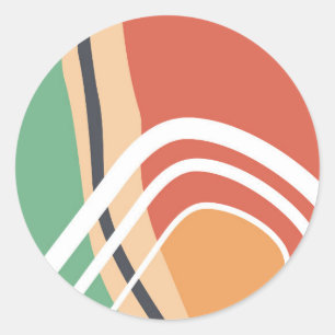 Retro abstract shapes, colourful artwork classic round sticker