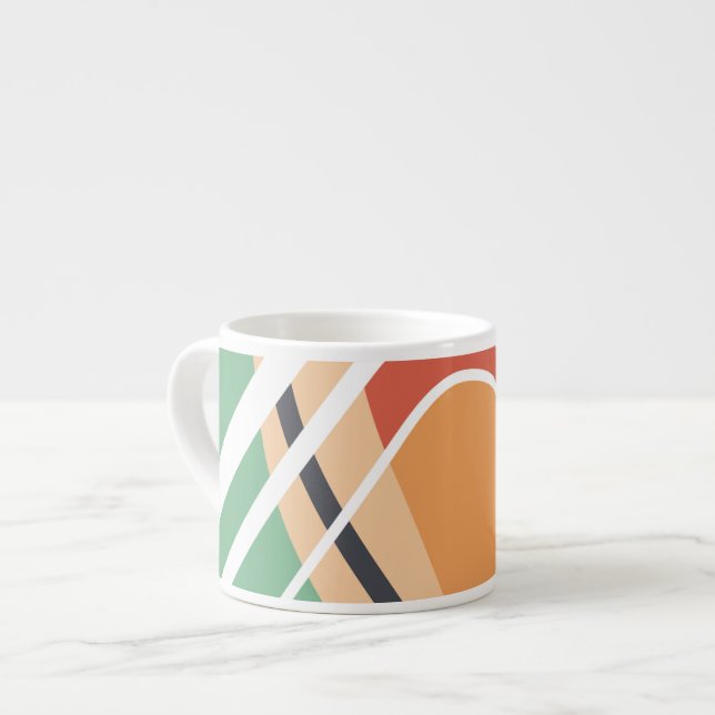 Retro abstract shapes, colourful artwork espresso cup (Front Left)