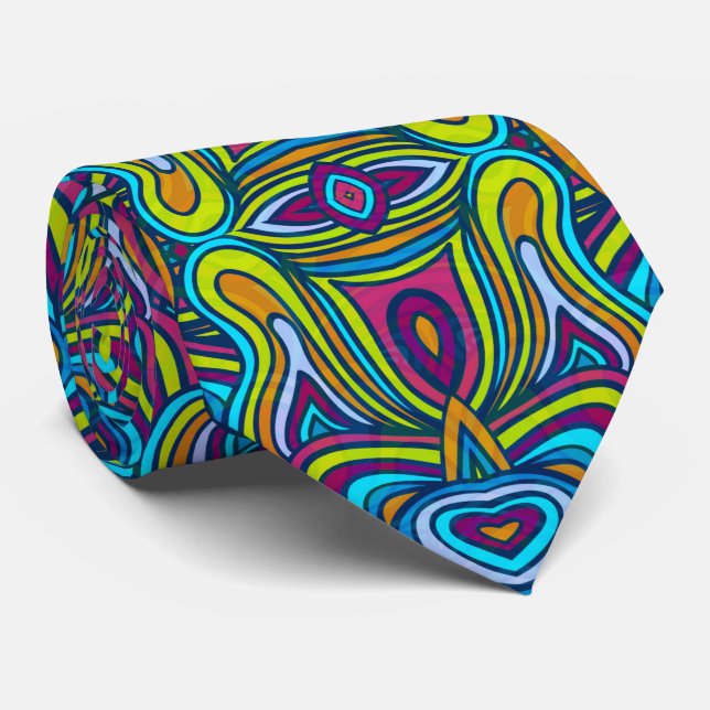 Retro Abstract Swirls Tie (Rolled)
