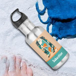 Retro Abstract Tropical Beach Surfboard for Teens 532 Ml Water Bottle<br><div class="desc">This retro tropical design feature a surfboard standing in the sand surrounded by shells and leaves. Stay hydrated in style with our personalized school and sports water bottle! Customize it with your name or team name for a one-of-a-kind accessory. With a leak-proof design and durable construction, it's the perfect companion...</div>