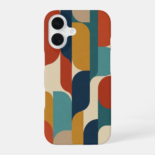 Retro Abstract Vertical Composition iPhone 16 Case (Back)