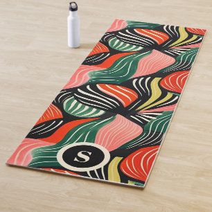 Retro Abstract Wave Pattern Yoga Mat