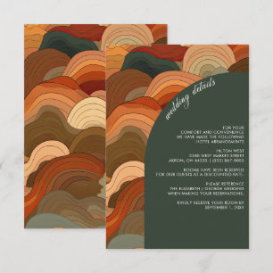 Retro Abstract Waves Terracotta Orange Wedding Enclosure Card