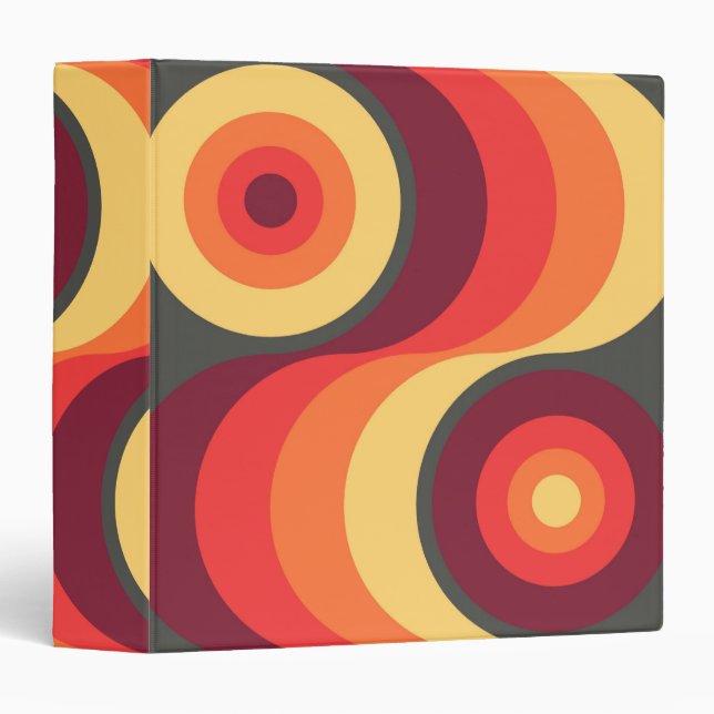 Retro Abstract Wavy Rainbow Squares Abstract Art Binder (Front/Spine)