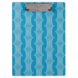 Retro Abstract White Lines on Blue Pattern Clipboard