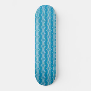 Retro Abstract White Lines on Blue Pattern Skateboard