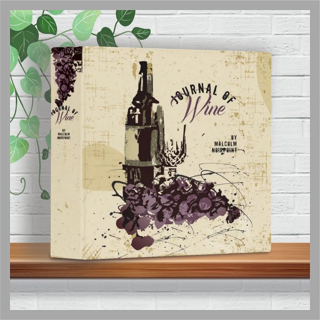 Retro abstract wine grapes journal food pairing binder (Creator Uploaded)