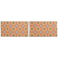 Retro Abstrat Blue and Orange Daisies Pattern