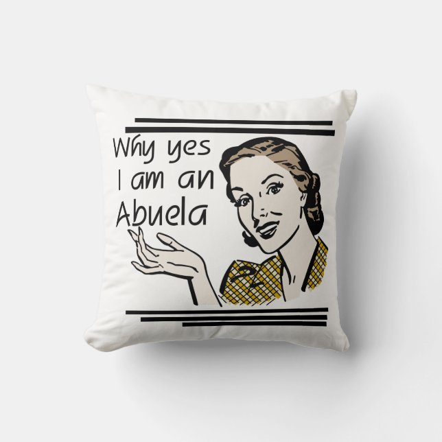 Retro Abuela Gits Throw Pillow (Front)