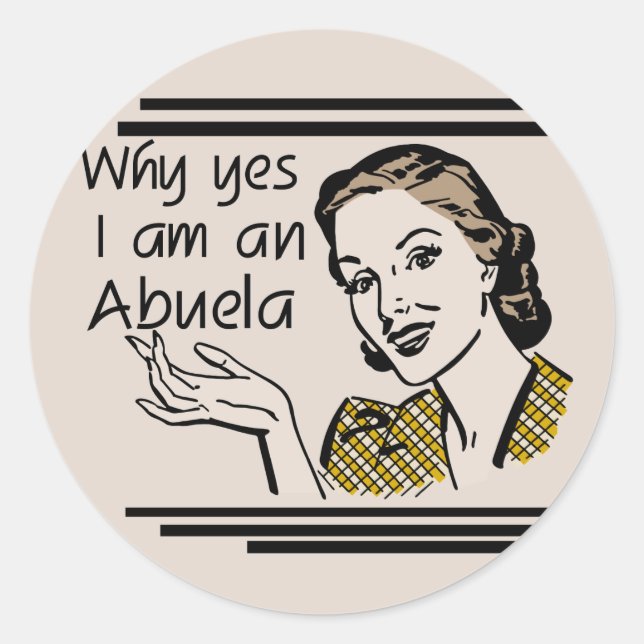 Retro Abuela T-shirts and Gifts Classic Round Sticker (Front)