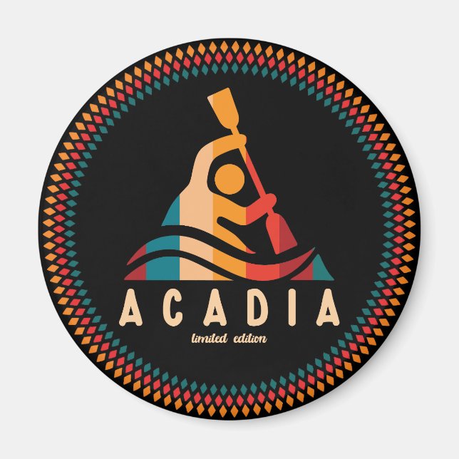 Retro Acadia Kayaking Magnet (Front)