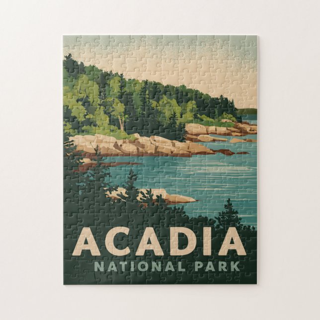 Retro Acadia National Park Bar Harbour Jigsaw Puzzle (Vertical)