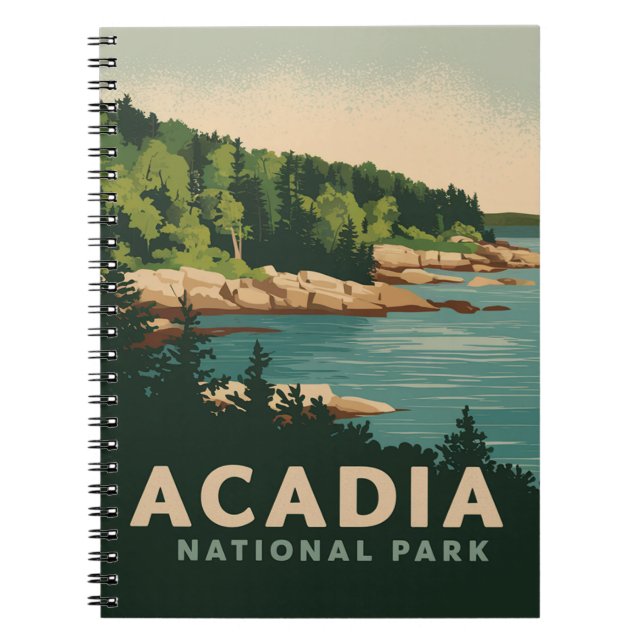 Retro Acadia National Park Bar Harbour Notebook (Front)