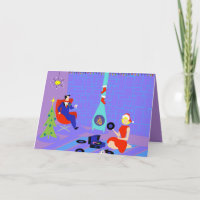 Retro Accueil pour les Fêtes Carte de Noël