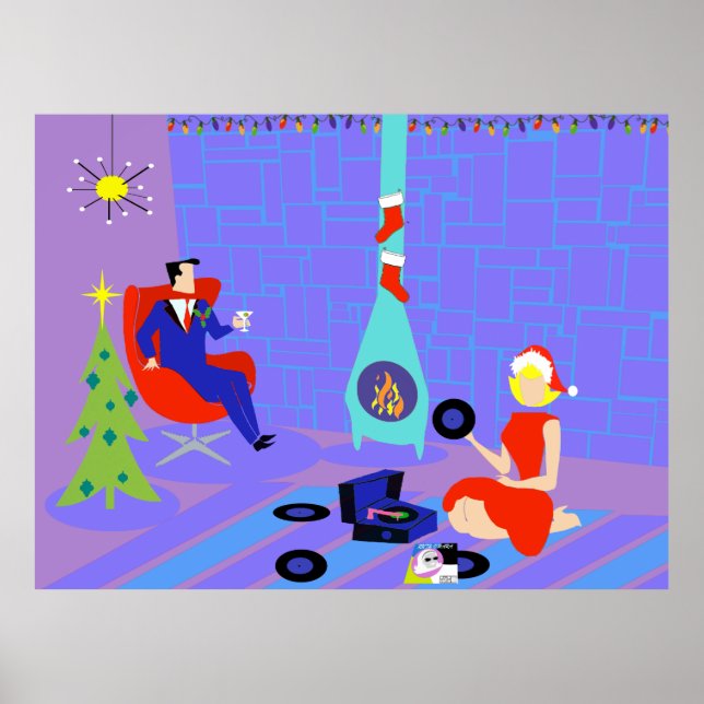 Retro Accueil pour les fêtes Poster de Noël (Devant)