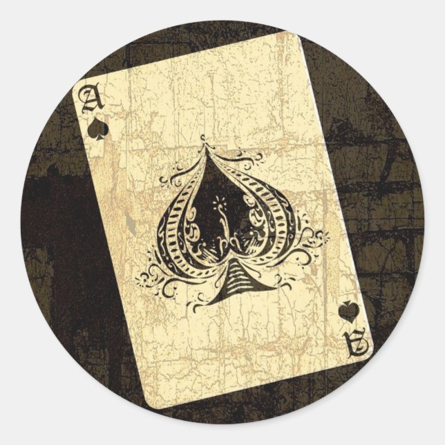 Retro Ace of Spades Classic Round Sticker (Front)