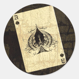 Retro Ace of Spades Classic Round Sticker