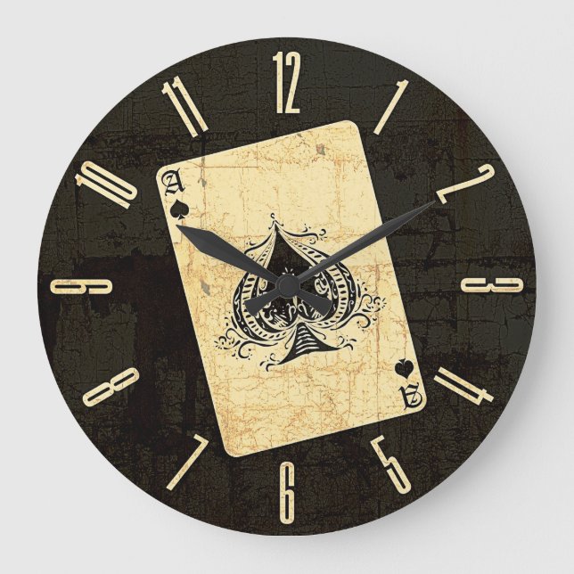 Retro Ace Of Spades Large Clock (Front)