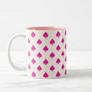 Retro Ace of Spades Pattern Pink Fancy Two-Tone Coffee Mug
