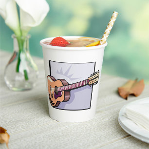 Retro Acoustic 12-String Guitar Paper Cups
