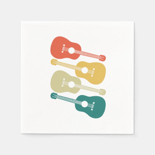 Retro Acoustic Guitar Instrument Gift Music Guitar Napkin (Front)