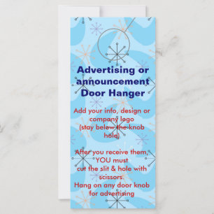 Retro Advertising DOOR HANGER promotion tags