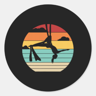 Retro Aerial Yoga Aerialist Gymnastics Dancer Aeri Classic Round Sticker