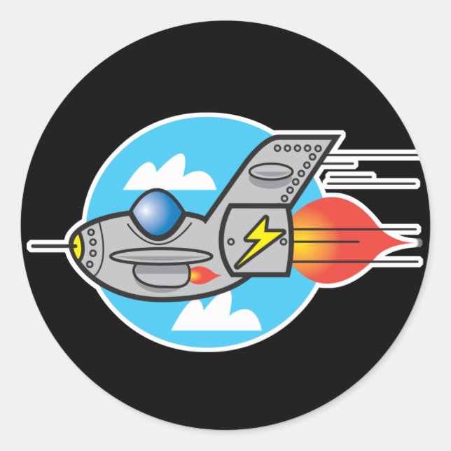 retro aeroplane jet classic round sticker (Front)