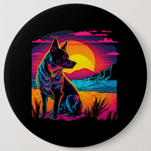 Retro Aesthetic Australian Cattle dog 17 6 Inch Round Button