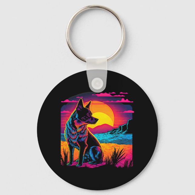 Retro Aesthetic Australian Cattle dog 17 Keychain (Front)