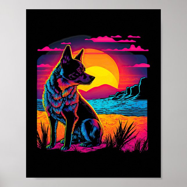Retro Aesthetic Australian Cattle dog 17 Poster (Front)