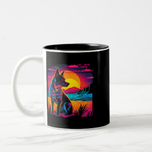 Retro Aesthetic Australian Cattle dog 17 Two-Tone Coffee Mug