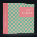Retro Aesthetic Chequerboard Mint Pink Wedding Binder<br><div class="desc">Retro Aesthetic Chequerboard Pattern Mint and Pink Wedding Binder</div>