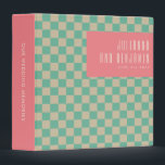 Retro Aesthetic Chequerboard Mint Pink Wedding Binder<br><div class="desc">Retro Aesthetic Chequerboard Pattern Mint and Pink Wedding Binder</div>