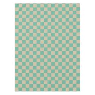 Retro Aesthetic Chequerboard Pattern Mint and Sand Tablecloth