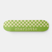 Retro Aesthetic Chequerboard Pattern Name Green   Skateboard (Horz)