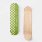 Retro Aesthetic Chequerboard Pattern Name Green   Skateboard (Front)