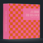 Retro Aesthetic Chequerboard Pink Orange Wedding Binder<br><div class="desc">Retro Aesthetic Chequerboard Pattern Pink and Orange Wedding Binder</div>