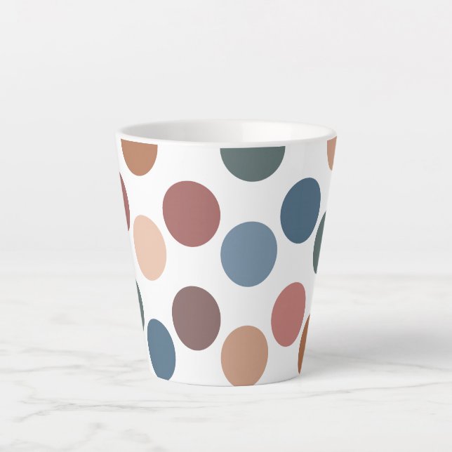 Retro Aesthetic Muted Color Spots Latte Mug (Front)