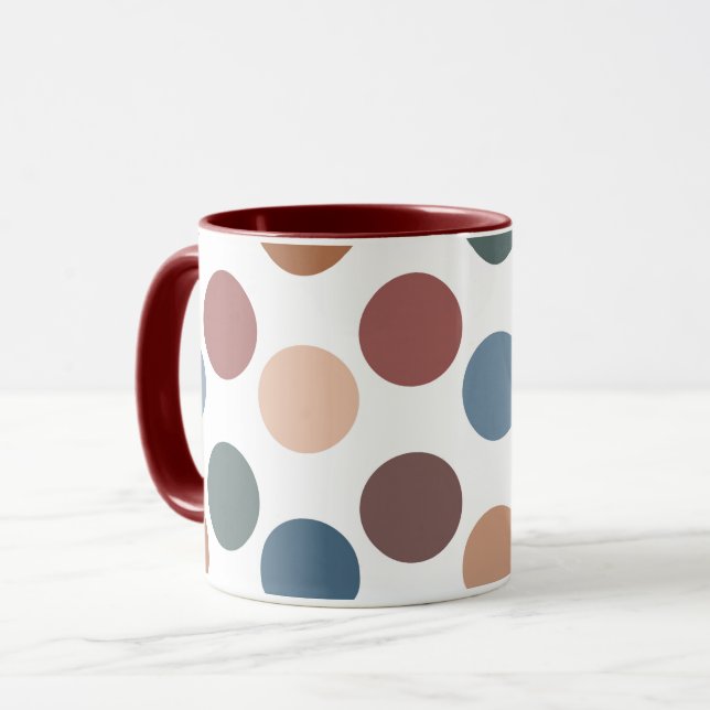 Retro Aesthetic Muted Color Spots Mug (Front Left)