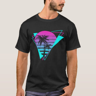 Retro Aesthetic Vaporwave Geometric Palm Trees T-Shirt