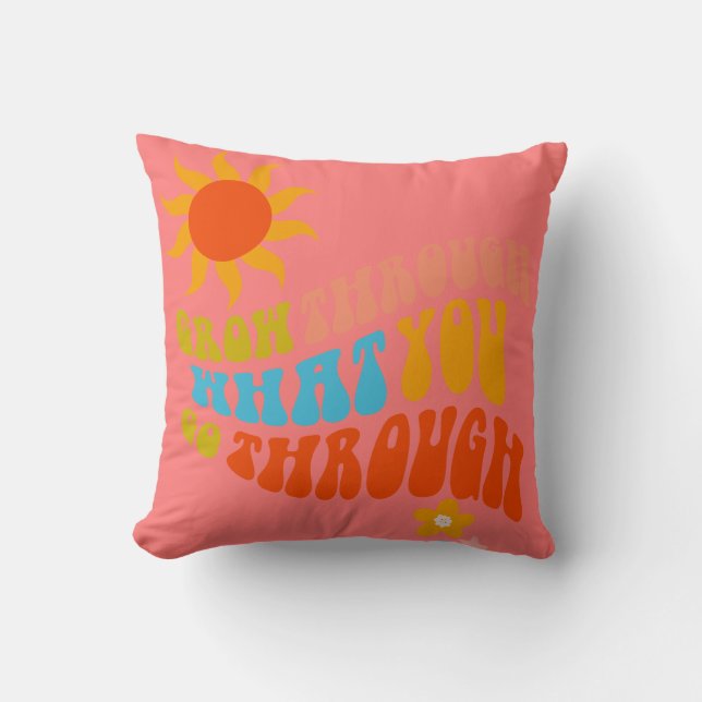Retro Aesthetic Word Art for Girls, Tweens, Teens  Throw Pillow (Front)