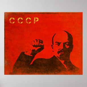 Rétro affiche avec la copie vintage de Lénine URSS