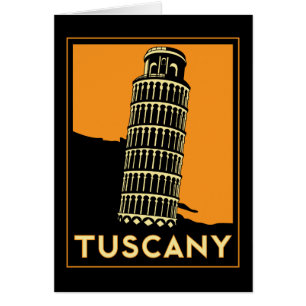 Rétro affiche de voyage d'art déco de la Toscane