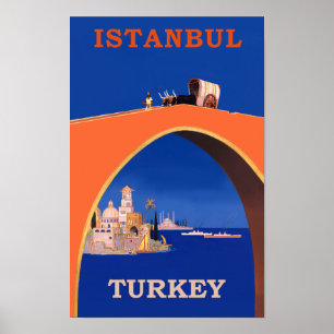 Rétro affiche de voyage d'Istanbul, Turquie