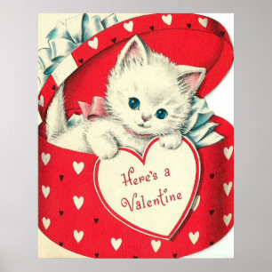 Rétro affiche mignonne de vacances de Valentine de