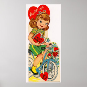 Rétro affiche vintage de fille de Valentine